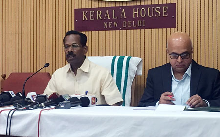 Minister for Labour and Excise addressing a press conference in Delhi 