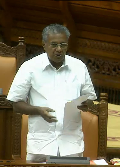 Chief Minister Pinarai Vijayan replying to calling attention on Thursday
