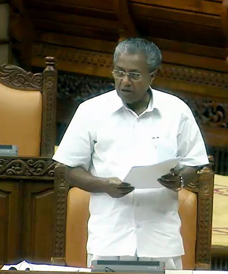 hief Minister Pinarai Vijayan replying to debate in the Assembly on Thursday Chief Minister Pinarai Vijayan replying to debate in the Assembly on Thursday