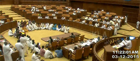 Opposition members staging sit-in in the well of the Assembly on Thursday